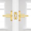imageKwikset Halifax Entry Door Handle with Lock and Key Secure Keyed Reversible Lever Exterior for Front Entrance and Bedrooms Satin Brass Pick Resistant Smartkey Rekey Security and MicrobanSatin Brass