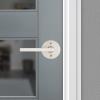 imageKwikset Halifax Entry Door Handle with Lock and Key Secure Keyed Reversible Lever Exterior for Front Entrance and Bedrooms Satin Brass Pick Resistant Smartkey Rekey Security and MicrobanSatin Nickel