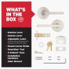 imageKwikset Halifax Entry Door Handle with Lock and Key Secure Keyed Reversible Lever Exterior for Front Entrance and Bedrooms Satin Brass Pick Resistant Smartkey Rekey Security and MicrobanSatin Nickel