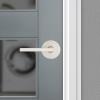 imageKwikset Halifax Entry Door Handle with Lock and Key Secure Keyed Reversible Lever Exterior for Front Entrance and Bedrooms Satin Brass Pick Resistant Smartkey Rekey Security and MicrobanSatin Nickel