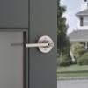 imageKwikset Halifax Entry Door Handle with Lock and Key Secure Keyed Reversible Lever Exterior for Front Entrance and Bedrooms Satin Brass Pick Resistant Smartkey Rekey Security and MicrobanSatin Nickel