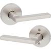 imageKwikset Halifax Entry Door Handle with Lock and Key Secure Keyed Reversible Lever Exterior for Front Entrance and Bedrooms Satin Brass Pick Resistant Smartkey Rekey Security and MicrobanSatin Nickel