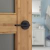 imageKwikset Halifax Entry Door Handle with Lock and Key Secure Keyed Reversible Lever Exterior for Front Entrance and Bedrooms Satin Brass Pick Resistant Smartkey Rekey Security and MicrobanMatte Black