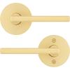 imageKwikset Halifax Entry Door Handle with Lock and Key Secure Keyed Reversible Lever Exterior for Front Entrance and Bedrooms Satin Brass Pick Resistant Smartkey Rekey Security and MicrobanSatin Brass