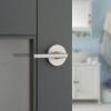 imageKwikset Halifax Entry Door Handle with Lock and Key Secure Keyed Reversible Lever Exterior for Front Entrance and Bedrooms Satin Brass Pick Resistant Smartkey Rekey Security and MicrobanSatin Nickel