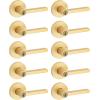 imageKwikset Halifax Entry Door Handle with Lock and Key Secure Keyed Reversible Lever Exterior for Front Entrance and Bedrooms Satin Brass Pick Resistant Smartkey Rekey Security and MicrobanSatin Brass
