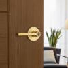 imageKwikset Halifax Entry Door Handle with Lock and Key Secure Keyed Reversible Lever Exterior for Front Entrance and Bedrooms Satin Brass Pick Resistant Smartkey Rekey Security and MicrobanSatin Brass
