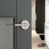 imageKwikset Halifax Entry Door Handle with Lock and Key Secure Keyed Reversible Lever Exterior for Front Entrance and Bedrooms Satin Brass Pick Resistant Smartkey Rekey Security and MicrobanSatin Nickel