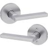 imageKwikset Halifax Entry Door Handle with Lock and Key Secure Keyed Reversible Lever Exterior for Front Entrance and Bedrooms Satin Brass Pick Resistant Smartkey Rekey Security and MicrobanSatin Chrome