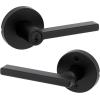 imageKwikset Halifax Entry Door Handle with Lock and Key Secure Keyed Reversible Lever Exterior for Front Entrance and Bedrooms Satin Brass Pick Resistant Smartkey Rekey Security and MicrobanMatte Black