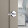 imageKwikset Halifax Entry Door Handle with Lock and Key Secure Keyed Reversible Lever Exterior for Front Entrance and Bedrooms Satin Brass Pick Resistant Smartkey Rekey Security and MicrobanPolished Chrome