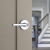 imageKwikset Halifax Entry Door Handle with Lock and Key Secure Keyed Reversible Lever Exterior for Front Entrance and Bedrooms Satin Brass Pick Resistant Smartkey Rekey Security and MicrobanPolished Chrome