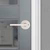 imageKwikset Halifax Entry Door Handle with Lock and Key Secure Keyed Reversible Lever Exterior for Front Entrance and Bedrooms Satin Brass Pick Resistant Smartkey Rekey Security and MicrobanSatin Nickel