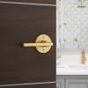 imageKwikset Halifax Entry Door Handle with Lock and Key Secure Keyed Reversible Lever Exterior for Front Entrance and Bedrooms Satin Brass Pick Resistant Smartkey Rekey Security and MicrobanSatin Brass