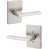 imageKwikset Halifax Interior Privacy Door Handle with Lock Door Lever For Bathroom and Bedroom Matte Black Reversible Keyless Push Button Lock Door Lever with Microban ProtectionSatin Nickel