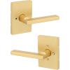 imageKwikset Halifax Interior Privacy Door Handle with Lock Door Lever For Bathroom and Bedroom Matte Black Reversible Keyless Push Button Lock Door Lever with Microban ProtectionSatin Brass