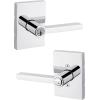 imageKwikset Halifax Interior Privacy Door Handle with Lock Door Lever For Bathroom and Bedroom Matte Black Reversible Keyless Push Button Lock Door Lever with Microban ProtectionPolished Chrome