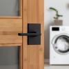 imageKwikset Halifax Interior Privacy Door Handle with Lock Door Lever For Bathroom and Bedroom Matte Black Reversible Keyless Push Button Lock Door Lever with Microban ProtectionMatte Black