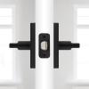 imageKwikset Halifax Interior Privacy Door Handle with Lock Door Lever For Bathroom and Bedroom Matte Black Reversible Keyless Push Button Lock Door Lever with Microban ProtectionMatte Black