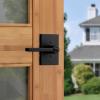 imageKwikset Halifax Interior Privacy Door Handle with Lock Door Lever For Bathroom and Bedroom Matte Black Reversible Keyless Push Button Lock Door Lever with Microban ProtectionMatte Black