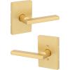 imageKwikset Halifax Interior Privacy Door Handle with Lock Door Lever For Bathroom and Bedroom Matte Black Reversible Keyless Push Button Lock Door Lever with Microban ProtectionSatin Brass