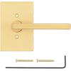 imageKwikset Halifax Interior Privacy Door Handle with Lock Door Lever For Bathroom and Bedroom Matte Black Reversible Keyless Push Button Lock Door Lever with Microban ProtectionSatin Brass