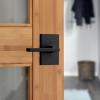 imageKwikset Halifax Interior Privacy Door Handle with Lock Door Lever For Bathroom and Bedroom Matte Black Reversible Keyless Push Button Lock Door Lever with Microban ProtectionMatte Black
