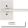 imageKwikset Halifax Interior Privacy Door Handle with Lock Door Lever For Bathroom and Bedroom Matte Black Reversible Keyless Push Button Lock Door Lever with Microban ProtectionSatin Nickel