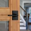 imageKwikset Halifax Interior Privacy Door Handle with Lock Door Lever For Bathroom and Bedroom Matte Black Reversible Keyless Push Button Lock Door Lever with Microban ProtectionMatte Black