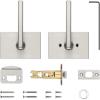 imageKwikset Halifax Interior Privacy Door Handle with Lock Door Lever For Bathroom and Bedroom Matte Black Reversible Keyless Push Button Lock Door Lever with Microban ProtectionSatin Nickel