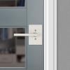 imageKwikset Halifax Interior Privacy Door Handle with Lock Door Lever For Bathroom and Bedroom Matte Black Reversible Keyless Push Button Lock Door Lever with Microban ProtectionSatin Nickel