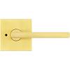 imageKwikset Halifax Interior Privacy Door Handle with Lock Door Lever For Bathroom and Bedroom Satin Brass Reversible Keyless Push Button Lock Door Lever with Microban Protection Square RoseSatin Brass