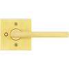 imageKwikset Halifax Interior Privacy Door Handle with Lock Door Lever For Bathroom and Bedroom Satin Brass Reversible Keyless Push Button Lock Door Lever with Microban Protection Square RoseSatin Brass