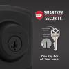 imageKwikset Henley Front Door Lock Handle and Deadbolt Set Entry Handleset Exterior with Interior Reversible Lever Matte Black Pick Resistant SmartKey Rekey Deadbolt Security with Microban ProtectionMatte Black