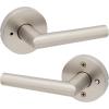 imageKwikset Milan Interior Privacy Door Handle with Lock Door Lever For Bathroom and Bedroom Matte Black Reversible Keyless Push Button Lock Door LeverSatin Nickel