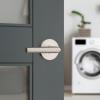 imageKwikset Milan Interior Privacy Door Handle with Lock Door Lever For Bathroom and Bedroom Matte Black Reversible Keyless Push Button Lock Door LeverSatin Nickel