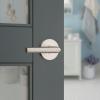 imageKwikset Milan Interior Privacy Door Handle with Lock Door Lever For Bathroom and Bedroom Matte Black Reversible Keyless Push Button Lock Door LeverSatin Nickel