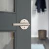 imageKwikset Milan Interior Privacy Door Handle with Lock Door Lever For Bathroom and Bedroom Matte Black Reversible Keyless Push Button Lock Door LeverSatin Nickel