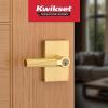 imageKwikset Mirada Reeded Interior Passage Door Handle Lever for Closet and Hallway Doors Reversible NonLocking Handle Lever Satin Nickel with Microban ProtectionSatin Brass