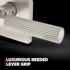 imageKwikset Mirada Reeded Interior Passage Door Handle Lever for Closet and Hallway Doors Reversible NonLocking Handle Lever Satin Nickel with Microban ProtectionMatte Black
