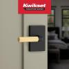 imageKwikset Mirada Reeded Interior Privacy Door Handle with Lock Handle for Bathroom and Bedroom Satin Brass Reversible Keyless Push Button Lock with Microban ProtectionMatte Black Satin Brass