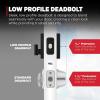 imageKwikset Mirada Reeded Interior Privacy Door Handle with Lock Handle for Bathroom and Bedroom Satin Brass Reversible Keyless Push Button Lock with Microban ProtectionMatte Black