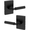 imageKwikset Mirada Reeded Interior Privacy Door Handle with Lock Handle for Bathroom and Bedroom Satin Brass Reversible Keyless Push Button Lock with Microban ProtectionMatte Black