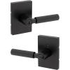 imageKwikset Mirada Reeded Interior Privacy Door Handle with Lock Handle for Bathroom and Bedroom Satin Nickel Reversible Keyless Push Button Lock with Microban ProtectionMatte Black