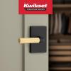 imageKwikset Mirada Reeded Interior Privacy Door Handle with Lock Handle for Bathroom and Bedroom Satin Nickel Reversible Keyless Push Button Lock with Microban ProtectionMatte Black Satin Brass