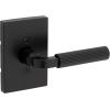 imageKwikset Mirada Reeded Interior Privacy Door Handle with Lock Handle for Bathroom and Bedroom Satin Nickel Reversible Keyless Push Button Lock with Microban ProtectionMatte Black