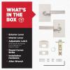 imageKwikset Mirada Reeded Interior Privacy Door Handle with Lock Handle for Bathroom and Bedroom Satin Nickel Reversible Keyless Push Button Lock with Microban ProtectionSatin Nickel