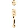 imageKwikset Montara Front Door Lock Handle and Deadbolt Set Entry Handleset Exterior with Interior Door Knob Satin Nickel Pick Resistant SmartKey Rekey Deadbolt SecurityPolished Brass