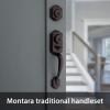 imageKwikset Montara Front Door Lock Handle and Deadbolt Set Entry Handleset Exterior with Interior Door Knob Satin Nickel Pick Resistant SmartKey Rekey Deadbolt SecurityVenetian Bronze