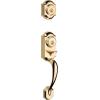 imageKwikset Montara Front Door Lock Handle and Deadbolt Set Entry Handleset Exterior with Interior Door Knob Satin Nickel Pick Resistant SmartKey Rekey Deadbolt SecurityPolished Brass